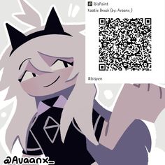 an anime character holding up a qr code