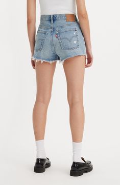 Distressed for the best, these high-rise cutoffs are made with nonstretch denim and the iconic 501 silhouette that's a must for warm weather. 2" inseam; 25" leg opening; 11" front rise; 16" back rise (size 29) Button fly Five-pocket style 100% cotton Machine wash, tumble dry Imported Cheap Cotton Jean Shorts By Zara, Cheap Zara Denim Jean Shorts, Cheap Zara Women's Jean Shorts, Cheap Zara Jean Shorts, Levi's Relaxed Fit Jean Shorts With Frayed Hem, Levi's Cutoff Relaxed Fit Bottoms, Denim Shorts Outfits, Short Denim Shorts, 501 Shorts