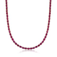 Our eBay Store About Us Contact Us Add to Favorite Sellers Ross-Simons 40.00 ct. t.w. Ruby Necklace in 18kt Gold Over Sterling A top-rated jeweler since 1952, Ross-Simons travels the world to find high-quality styles at the best prices. Embrace the bold beauty of deep red with this compelling ruby necklace where 40.00 ct. t.w. oval brilliant-cut rubies trail the neckline in 18kt yellow gold over sterling silver, a rich setting that furthers the warm glow of the gems. It's a gorgeous gemstone sta Safety Box, Ruby Birthstone, Ruby Necklace, Box Clasp, Ruby Stone, July Birthstone, Red Stone, Fine Jewellery Necklace, Deep Red