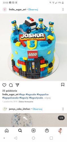 a birthday cake with legos on it