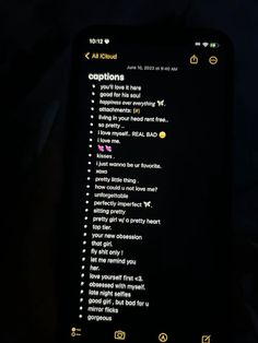 a cell phone with text on it in the dark