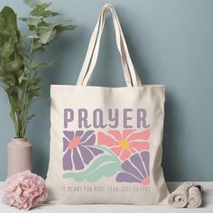 "Introducing our Christian Aesthetic Tote Bag - a stylish blend of faith and fashion. Made To Worship, this canvas tote is a chic accessory with a powerful message. Trust In The Lord is beautifully displayed, making it more than just a bag - it's a daily reminder of your devotion. Perfect for carrying your Bible or as a Catholic Tote Bag, this accessory seamlessly combines spirituality with style. Elevate your look and express your faith with this chic Jesus Tote Bag - where aesthetics meet devotion. ✨⚡️✨SUNNY HILL APPAREL✨⚡️✨ We are a small, woman-owned business. We appreciate every purchase and encourage you to check our shop often for new products.  ✨⚡️✨SIZING✨⚡️✨ Measuring at 15.75\"h x 15.25\"w and with a handle length of 21.5\" ✨⚡️✨MATERIAL✨⚡️✨ These tote bags are made with 100% cott Inspirational Letter Print Bags For Everyday Use, Diy Christian Tote Bag Painting Ideas, Inspirational Tote Bags For Everyday Use, Christian Tote Bags Diy, Bible Verse Tote Bag Painting, Jesus Tote Bag, Tote Bag Christian, Made To Worship, Christian Graphic Design