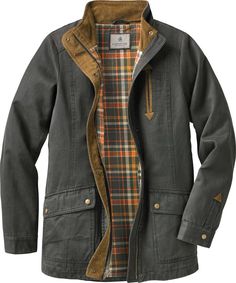 Tough enough for chores, but styled for a night out! A durable soft washed waxed cotton/poly blend shell that is lined with a brushed 100% cotton flannel. Featuring a heavy-duty zipper with snap down storm flap, drop tail back, big cargo pockets with flaps, and flannel lined hand warming pockets. Finished with corduroy accents, debossed antique brass buck tag, and Signature Buck embroidery. Barn Coat, Womens Riding Boots, White Tail, Country Shirts, Work Jackets, Mens Shirt, Lightweight Jacket, Shirt Jacket, Saddle