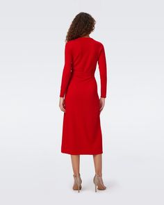 Crafted from a soft cashmere-wool blend, the Astrid midi dress has a cozy feel. This true wrap dress has long sleeves, a V-neckline, and ties at the waist. A bestseller year after year, this piece has a simple, polished look that can be dressed up or down.Yana is 5 Foot and 8 Inches and wearing a size XS. Wrap Dress Dvf, Sweater Knit Skirt, Knit Wrap Dress, Cashmere Wrap, Midi Wrap Dress, Wrap Dress Floral, Cashmere Wool, Mini Wrap Dress, Maxi Wrap Dress