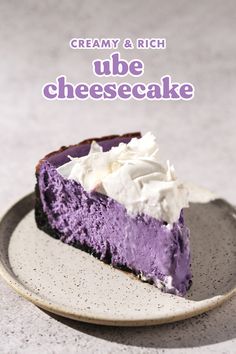 a slice of cheesecake on a plate with the title above it that reads, how to make blue cheesecake