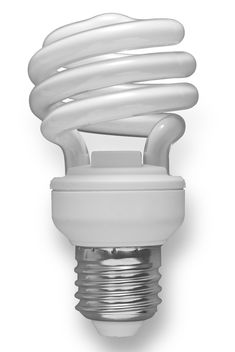 an energy saving light bulb on a white background with clipping path to the top