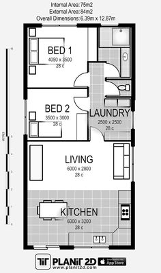 the floor plan for an apartment with two bedroom and one bathroom in each room,