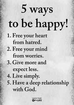 a poster with the words 5 ways to be happy on it's back side