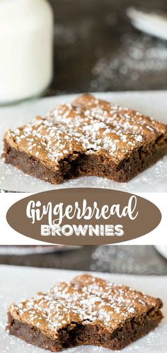 gingerbread brownies with powdered sugar on top