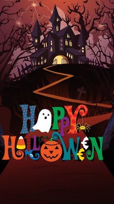 a halloween poster with the words happy halloween