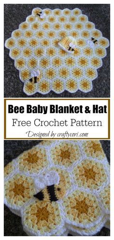 crochet bee baby blanket and hat pattern