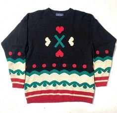 Iceberg 90s Christmas themed print woolen sweater made in Italy. In mint condition, as new. Size M, 48 ITA Shoulder 48 cm Pit to pit 58 cm Length 70 cm 90s Red Winter Sweater, Red 90s Style Winter Sweater, Green 90s Winter Sweater, 90s Green Winter Sweater, Green 90s Style Winter Sweater, 90s Style Black Winter Sweater, Black Vintage Sweater With Fair Isle Pattern, Vintage Black Sweater With Graphic Print, Retro Black Sweater With Fair Isle Pattern