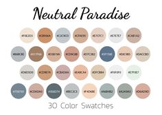 the color swatches for neutral paradise