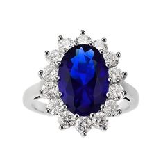 Sterling Silver Cubic Zirconia Simulated Blue Sapphire Sterling Silver Blue Sapphire Rings, Kate Middleton Engagement Ring, Diana Engagement Ring, Royal Engagement Rings, Princess Diana Ring, Diana Ring, Royal Rings, Favorite Engagement Rings, Romantic Rings