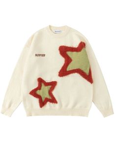 Machine wash and hang dry for optimal quality. Sizes usually run smaller than USA sizing, we recommend to size up once for correct sizing. Contact us for additional concerns. Apricot Sweater, Star Boy, Code Black, Round Neck Sweater, Acrylic Fiber, Star Sweater, Estilo Hip Hop, Boys Sweaters, Round Neck Sweaters