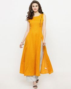 Yellow Kurti Design, Yellow Kurti, Kurta With Palazzo