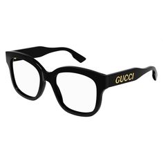 Introducing the ultra-trendy Gucci GG1155O 001 Black 51mm eyeglasses, a must-have for fashion-forward women who want to make a statement with their eyewear. These square frames exude sophistication and style, adding a touch of glamour to any look. Crafted from high-quality acetate, these Gucci eyeglasses are not only stylish but also durable and long-lasting. The sleek black frame complements any outfit and adds a touch of elegance to your ensemble. The clear demo lenses provide a modern and edg Gucci Prescription Glasses For Women, Gucci Glasses Eyeglasses, Gucci Eyeglasses Women, Glasses Ideas, Music Supplies, Big Glasses, Gucci Eyeglasses, Mens Frames, Gucci Glasses