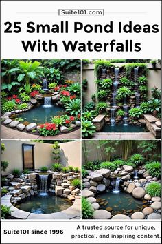 25 Small Pond Ideas with Waterfalls to Inspire You Ponds For Small Gardens Waterfalls, Garden Pond With Waterfalls, Diy Pond With Waterfall, Backyard Small Pond Ideas, Small Koi Pond Ideas Diy, Small Garden Ponds Ideas Diy, Water Ponds Ideas Backyards, Small Fish Pond Ideas, Pond Decorating Ideas