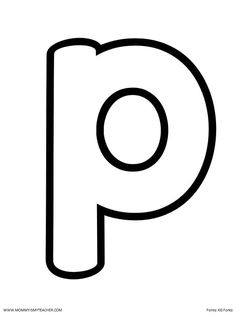 the letter p is shown in black and white with an oval at the bottom,