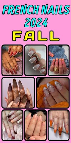 Fall Nail Designs 2024 Square, Fall Nails Ideas Autumn Square, Cute Fall Nails Simple, Fall Nail Designs 2024, Nails Fall Almond, Almond Nails Ideas Fall, Autumn Nails French Tips, Beetle Juice Nails