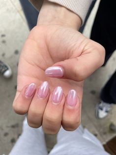 Light Pink With Chrome Nails, Pink Sheer Nails, Light Pink Nails With Chrome Powder, Baby Pink Chrome Nails Square, Almond Nails Sheer Pink, Medium Sheer Pink Nails, Sheer Light Pink Almond Nails, Light Pink Chrome Nails, Light Pink Chrome