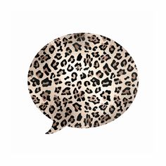 an animal print speech bubble with the shape of a cat's head in it