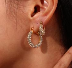 Luxury stainless steel hoop earring  18K Gold Plated Stainless Steel Tarnish Free 15mm; 23mm Chunky Hoop Earrings, Crystal Hoop Earrings, Waterproof Jewelry, Stylish Earring, Handmade Jewelry Gift, Diamond Hoop Earrings, Dainty Earrings, Gold Plated Earrings, Dainty Jewelry