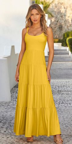 over 40 women model wearing a casual yellow maxi dress summer outfit Bright Yellow Dress, Comfortable Maxi Dresses, Dandelion Yellow, Knit Maxi Dress, Popular Dresses, Boston Proper, Lace Sheath Dress, Maxi Knit Dress