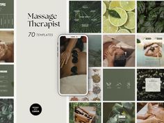 a collage of photos with the text massage therapist 70 templates