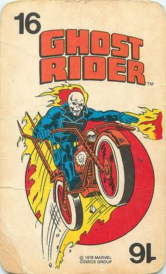 an old comic book cover with a skeleton riding a motorcycle