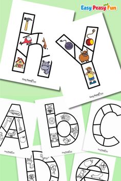 printable alphabet worksheets for kids to practice letter formation and matching letters with pictures