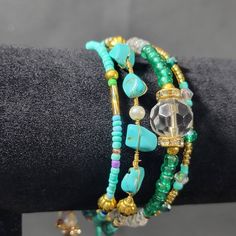 Handmade Turquoise and glass beaded Bangle Bracelet Beaded Bangles Bracelets, The Bangles, Bead Bangles, Bangle Bracelet, Bangle Bracelets, Glass Beads, Jewelry Bracelets, Etsy Accessories, Bangles