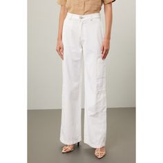 White cotton (100% Cotton). Jeans. Front button fly closure. 32" inseam. 11" rise. Imported. Spring Utility Cotton Jeans, White Utility Jeans For Work, Cotton Jeans, Rent The Runway, Closet Designs, Welt Pocket, White Cotton, Leg Jeans, Casual Shirts