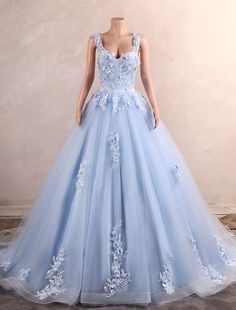 Ball Gown Quinceanera Dresses Elegant Dress Quinceanera Sweet 16 Court Train Sleeveless Sweetheart African American Tulle Cowl Back with Pearls Appliques Quinceanera Dresses Elegant, Royal Blue Ball Gown, Sky Blue Prom Dress, Ball Gown Quinceanera Dresses, Dress Quinceanera, Blue Ball Gowns, Exquisite Gowns, Dresses Quinceanera, Womens Prom Dresses