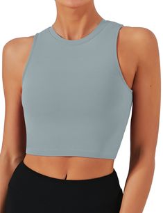 PRICES MAY VARY. Padded sports bra with removable pads for convenient adjustment. Made with high-quality nylon material with an added spandex elastic fiber which is thick but soft, sweat-wicking and not to shrink. This sleeveless crop top is pullover designed with no clasps or hooks, well constructed and seamed to be durable.High neck for added coverage. Yoga bra combine fashion, function and performance. Suitable for yoga, Pilates, fitness and any other types of exercises and workouts, or as th Best Sports Bras, Baby Crop Top, Workout Tops For Women, Workout Crop Top, Yoga Tank, Workout Tank Top, Lounge Lingerie, Yoga Tank Tops, Workout Running