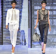 Philipp Plein 2014 Spring Summer Womens Runway Collection - Milan Fashion Week - Cropped Leather Sweatpants Lace Sheer Crochet Jeans Metalli... 2014 Runway, Knitwear Trends, Machine Knit