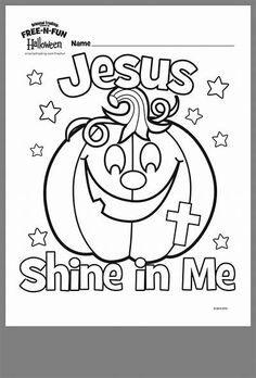 the jesus shine in me coloring page with pumpkins and stars on it, as well as