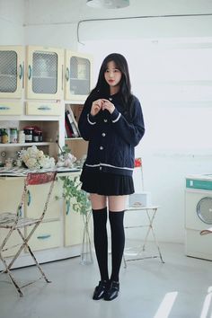 Cardigans Outfits, Cute Asian Fashion, Style Korea, Korean Girl Fashion, Professional Dresses, Cute Skirts, Character Outfits