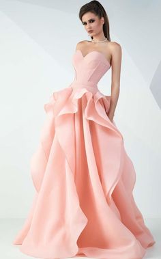 MNM Couture - Strapless Ruffled Long Gown G0711 Cocktail Prom Dress, Mnm Couture, Couture Evening Dress, Strapless Evening Gowns, Soiree Dress, Couture Designers, Stunning Gowns, Gowns Online, Couture Gowns