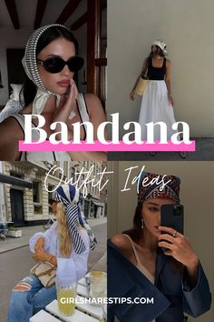 Elevate your style with these effortlessly chic and trendy bandana and headscarf outfit ideas. Look stylish, classy, and elegant while embracing cute old money vibes. These luxury looks are perfect for looking rich and expensive. Explore outfit ideas for summer vacations, formal events, casual outings, beach trips, honeymoons, brunch, going out, date nights, cottagecore aesthetics, vintage fashion, European adventures, cruises, yacht parties, and pool parties. Cute Head Scarf Styles, Scarf Outfits Summer, Neck Scarf Outfit Summer, Summer Scarf Outfit, Outfits With Scarf, Outfit Bandana, Neck Scarf Outfit