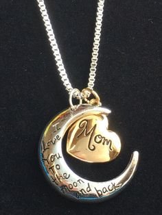 Love you to the moon and back MOM Necklace  jewelry GIFT#54 party favor mother #Unbranded #cord Round Moon Charm Jewelry For Mother's Day, Anniversary Moon Charm Jewelry For Mother's Day, Mother's Day Sterling Silver Moon Charm Jewelry, Mother's Day Round Pendant With Moon Charm, Mother's Day Sterling Silver Jewelry With Moon Charm, Sterling Silver Moon Charm Jewelry For Mother's Day, Sterling Silver Jewelry With Moon Charm For Mother's Day, Mother's Day Moon Charm Jewelry Gift, Mother's Day Gift Jewelry With Moon Charm