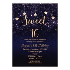 a sweet 16 birthday party with stars on the night sky