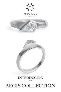 a white gold ring with a princess cut diamond in the center and an inscription describing it as