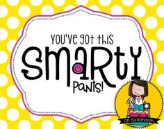 a yellow and white polka dot background with the words you've got this smart pants