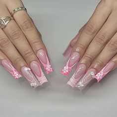 Nails Long Pink, Pink Nails Long, Spring Nails Bright, Spring Nails French, Nails Ideas Short, Pink Nails Design, Pink Spring Nails, Nails Hot Pink