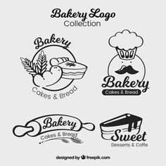 bakery logos and emblems for baked goods, cakes & bread designs by peppick