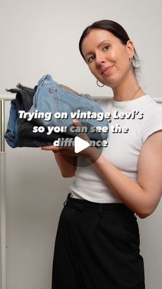 Christina Mychaskiw 🇺🇦 on Instagram: "Trying on some vintage Levi’s so you can see the difference! I get all my vintage jeans from @allvintagedenim or my mom! #vintagelevis #levis501 #vintagejeans #vintagedenim" Levis 560 Outfit, Classic Levis Jeans Outfit, Levi’s Vintage Jeans, Light Levis Jeans Outfit, Levi’s Jean Jacket Outfit, Levis 550 Jeans Outfit Women, Black 501 Levis Outfit, Levis 726 Flare Outfit, Levi’s Mom Jeans