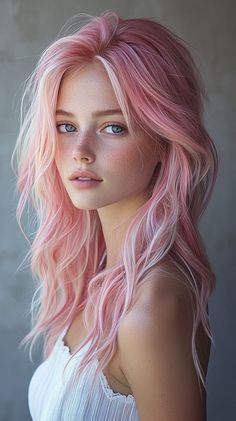 Pink Hair Ideas Textured Long Bob, Highlights Subtle, Pink Hair Ideas, Pink Hair Color Ideas, Pink Dip Dye, Pink Hair Color, Pink Halo, Mermaid Braid, Vivid Hair Color