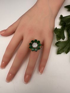 AD Gold FinishFloral Adjustable Color Stone Cocktail Ring - Green Elegant Green Crystal Ring With Metal Band, Elegant Green Crystal Ring, Green Cluster Ring, Green Gemstone Flower Ring, Garnet Cocktail Ring, 14k Gold Red Multi-stone Cluster Ring, Antique Necklace Victorian, Orange Multi-stone Fine Jewelry Rings, Traditional Ring