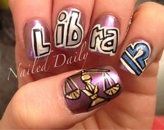 Libra/Scales ♎ Sept. 23 ~ Oct. 23 Libra Nails, Geeky Nails, Libra Fashion, Zodiac Nail Designs, Nail Art Zodiac Signs, Nails Girly, Nailart Ideas, Daily Day